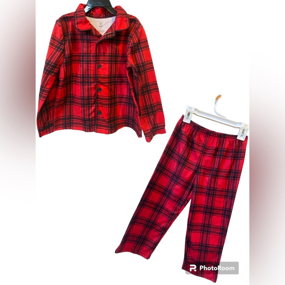 🆕Carters Soft Flannel Red/Black Plaid PJ Set Sizes 5T,18mos & 12mos NWOT
